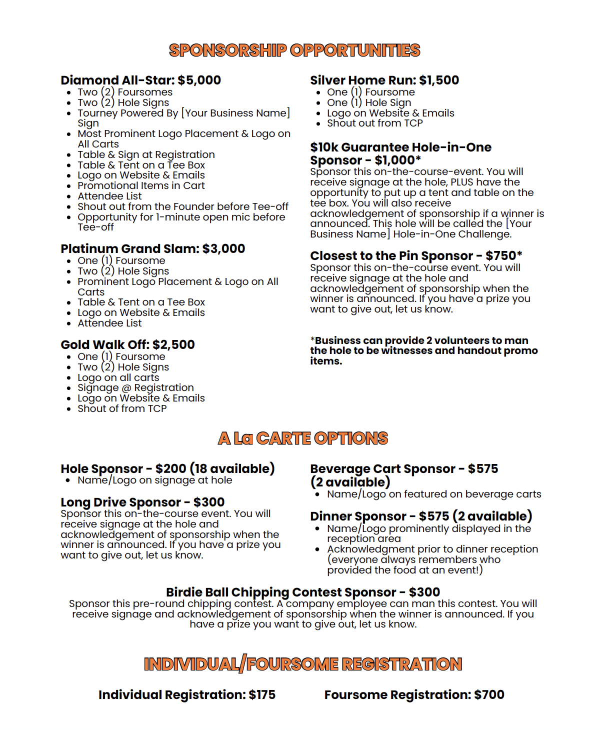 Golf Tournament Sponsorships